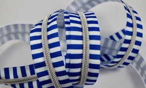 Royal Blue Stripe #5 Zipper Tape | 2 yards