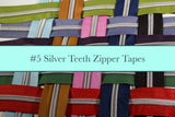 Silver #5 Zipper tape | 2 yards | Various colors